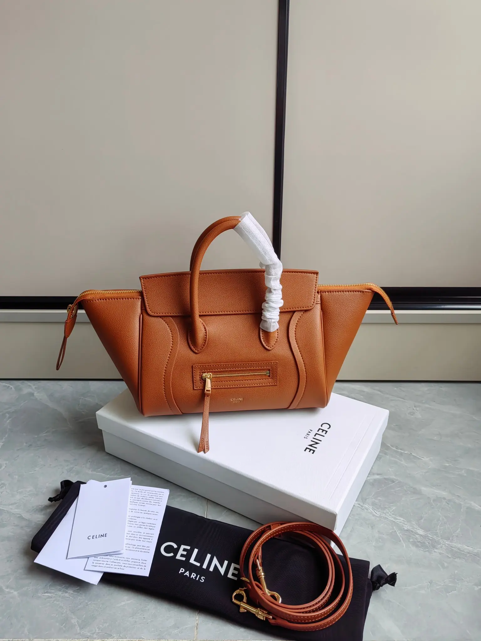 Celine Nano Luggage Handbag in Grained Leather D57018542