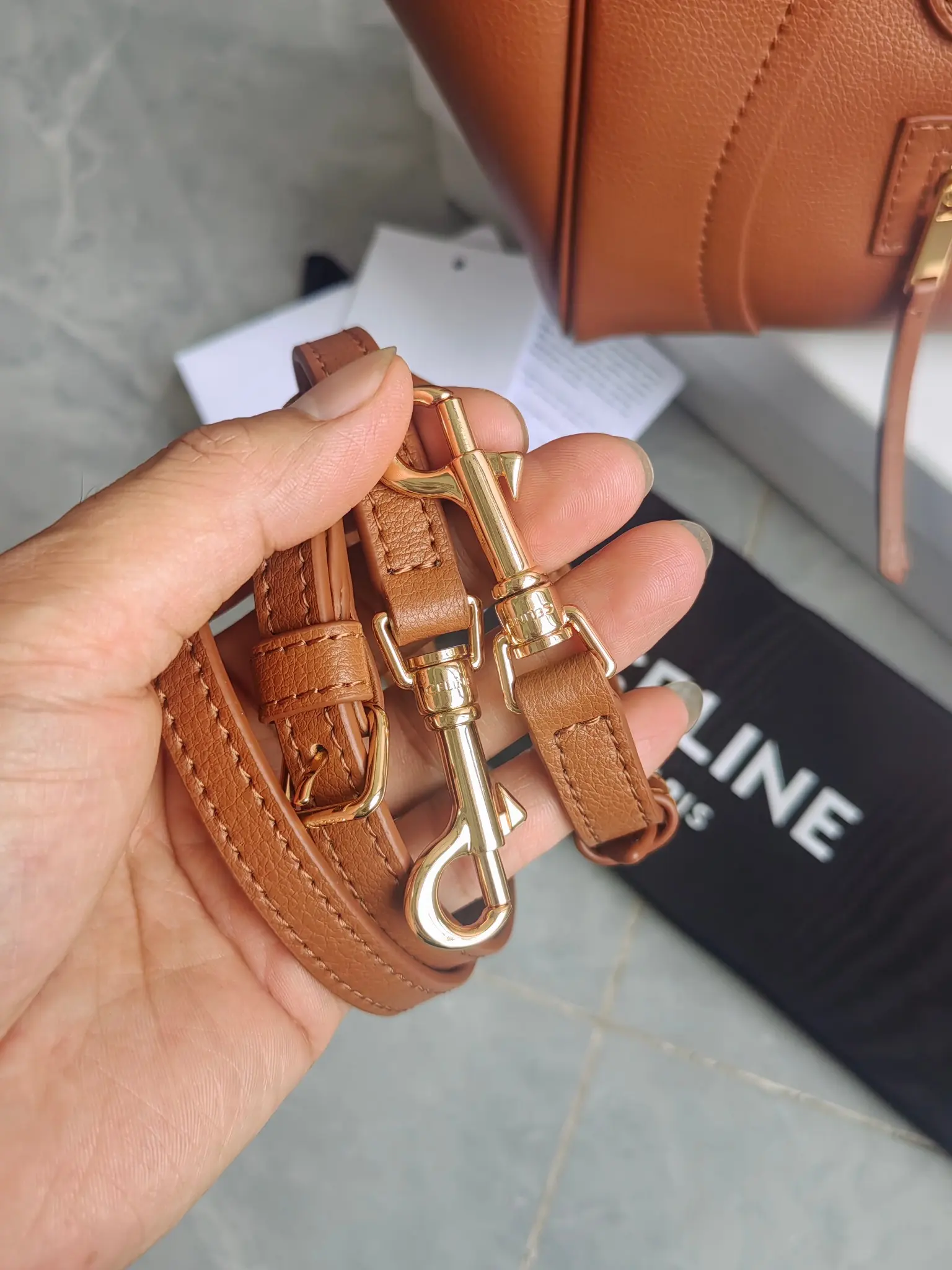 Celine Nano Luggage Handbag in Grained Leather D57018542 — view 8