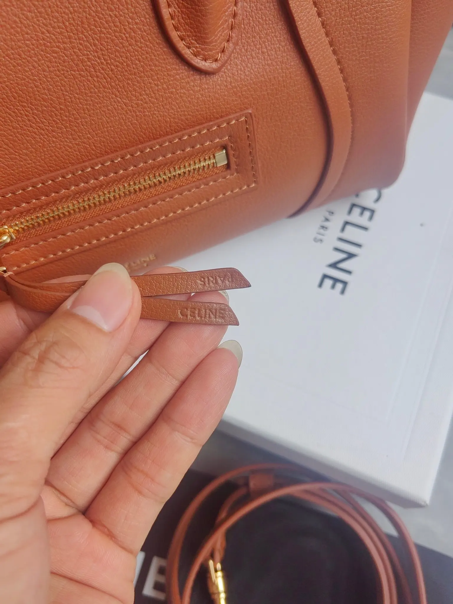 Celine Nano Luggage Handbag in Grained Leather D57018542 — view 9