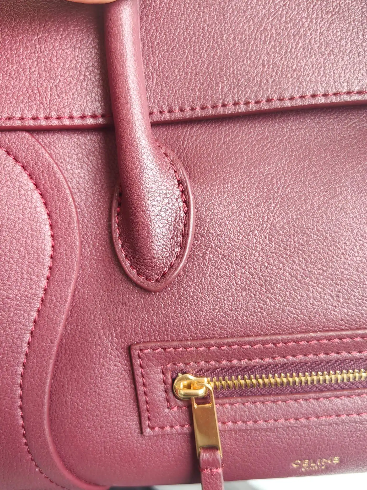 Celine Mini Luggage Handbag in Burgundy D57018541 — view 4