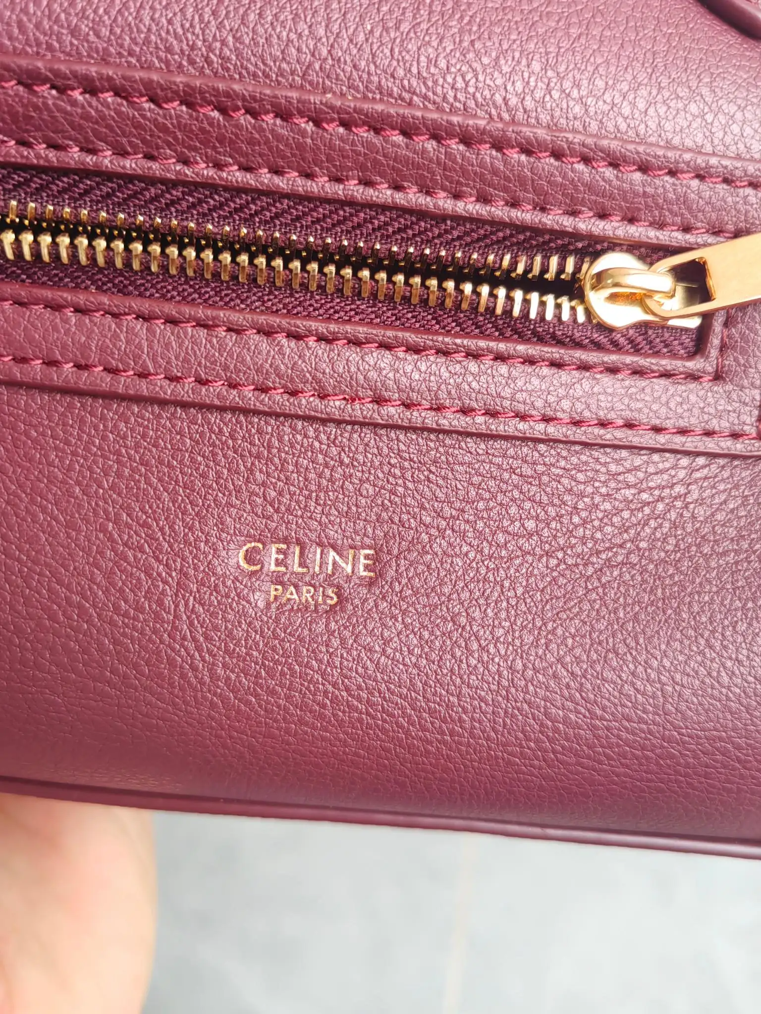 Celine Mini Luggage Handbag in Burgundy D57018541 — view 5
