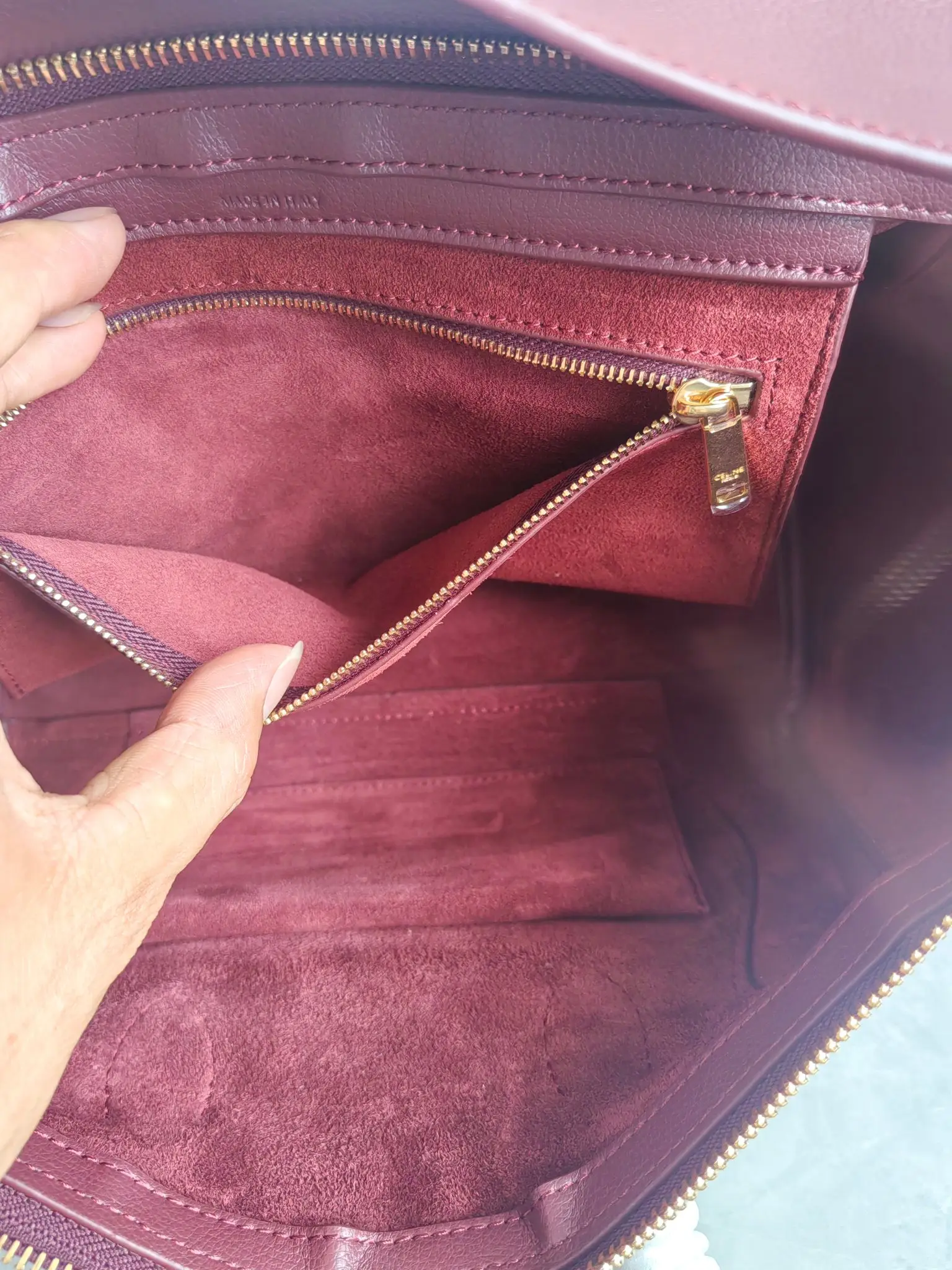 Celine Mini Luggage Handbag in Burgundy D57018541 — view 8
