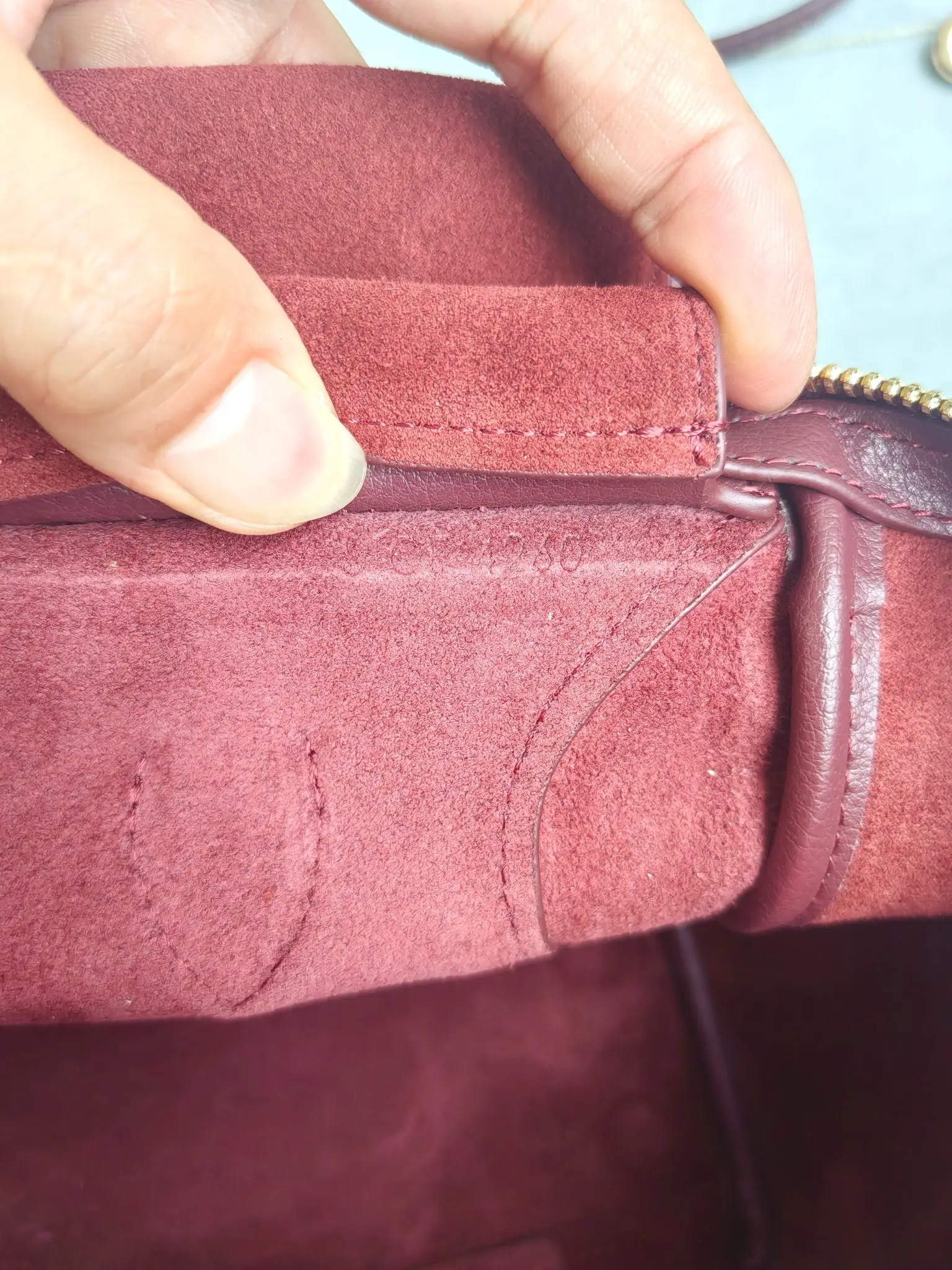 Celine Mini Luggage Handbag in Burgundy D57018541 — view 9