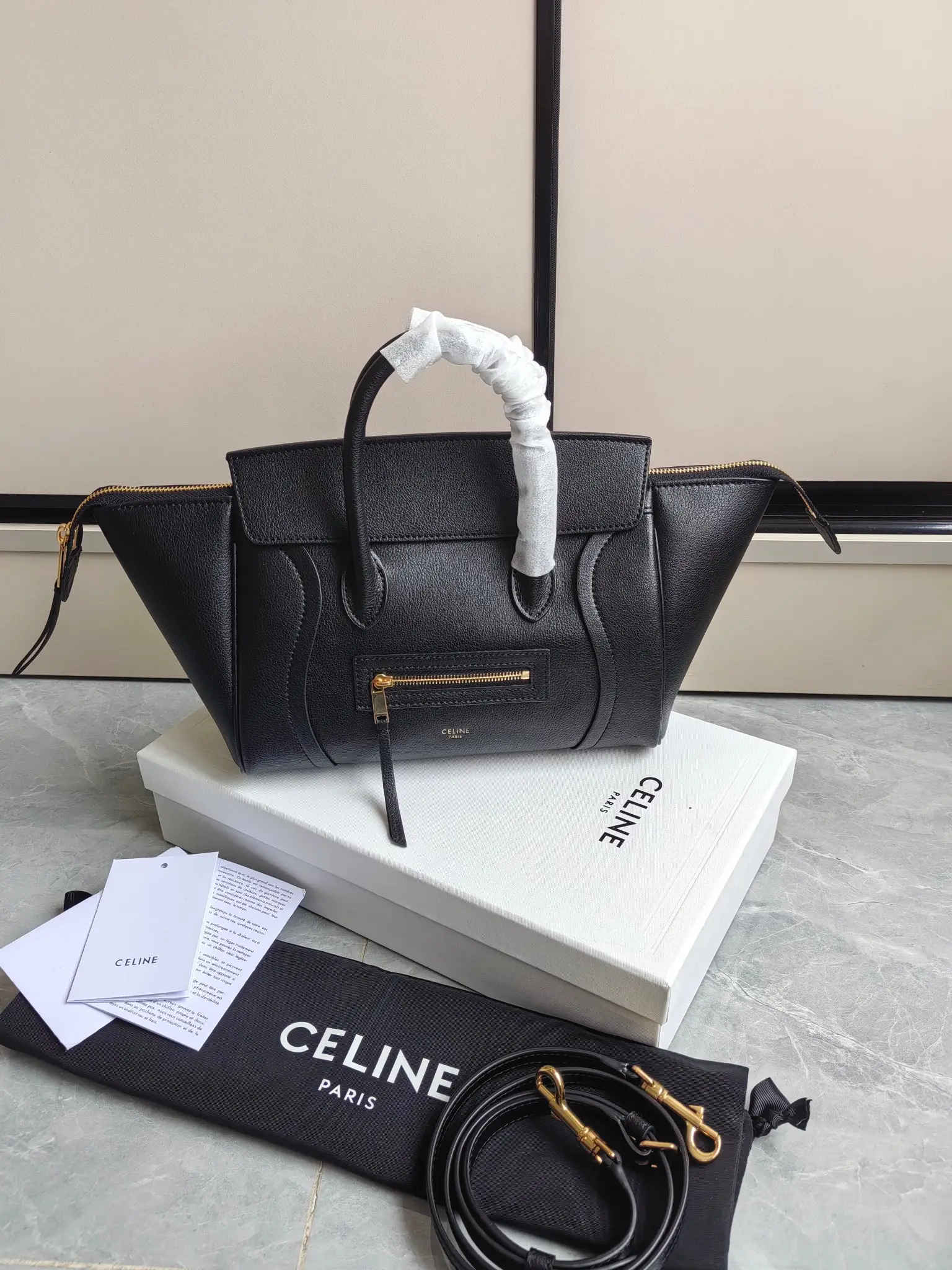Celine Nano Luggage Handbag in Grained Leather D57018543