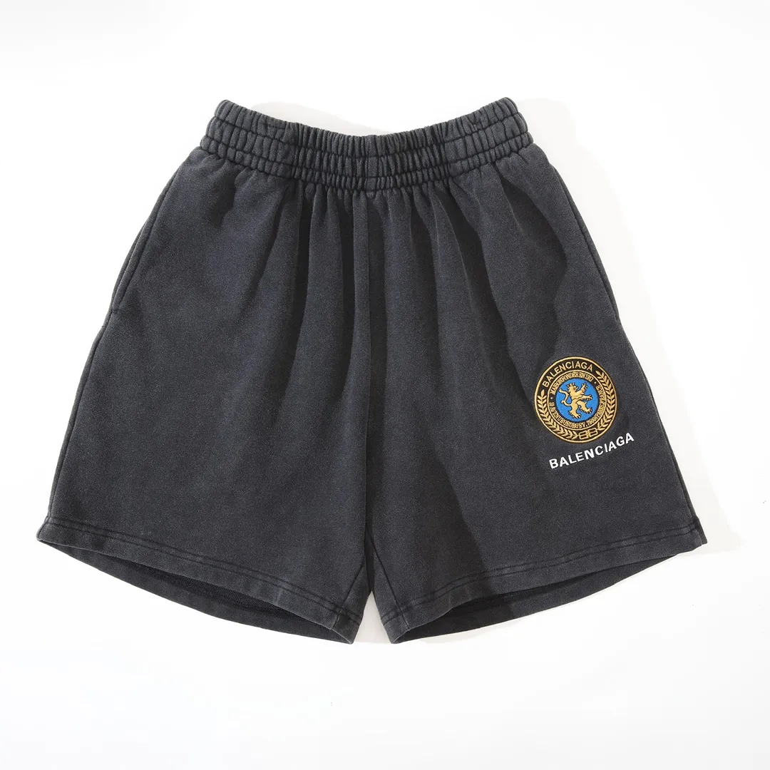 Embroidered Crest Washed Cotton Shorts D19922600 — view 10