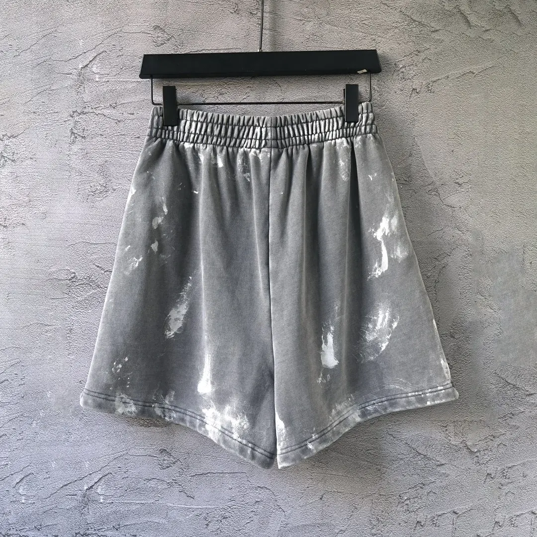Paint-Splatter Distressed Cotton Shorts D21922552 — view 2