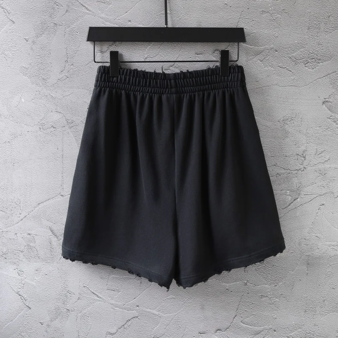 Distressed Logo Rhinestone Sweat Shorts D19522603 — view 2