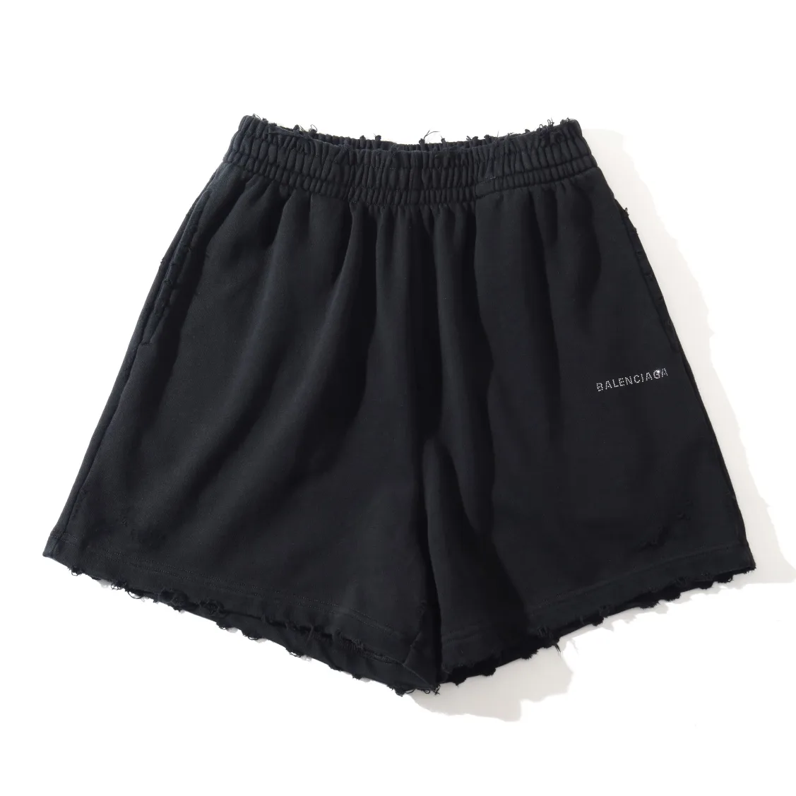 Distressed Logo Rhinestone Sweat Shorts D19522603 — view 10