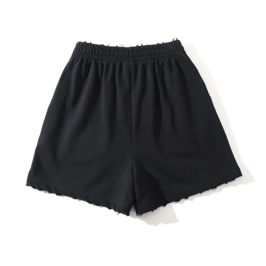 Distressed Logo Rhinestone Sweat Shorts D19522603 — view 11