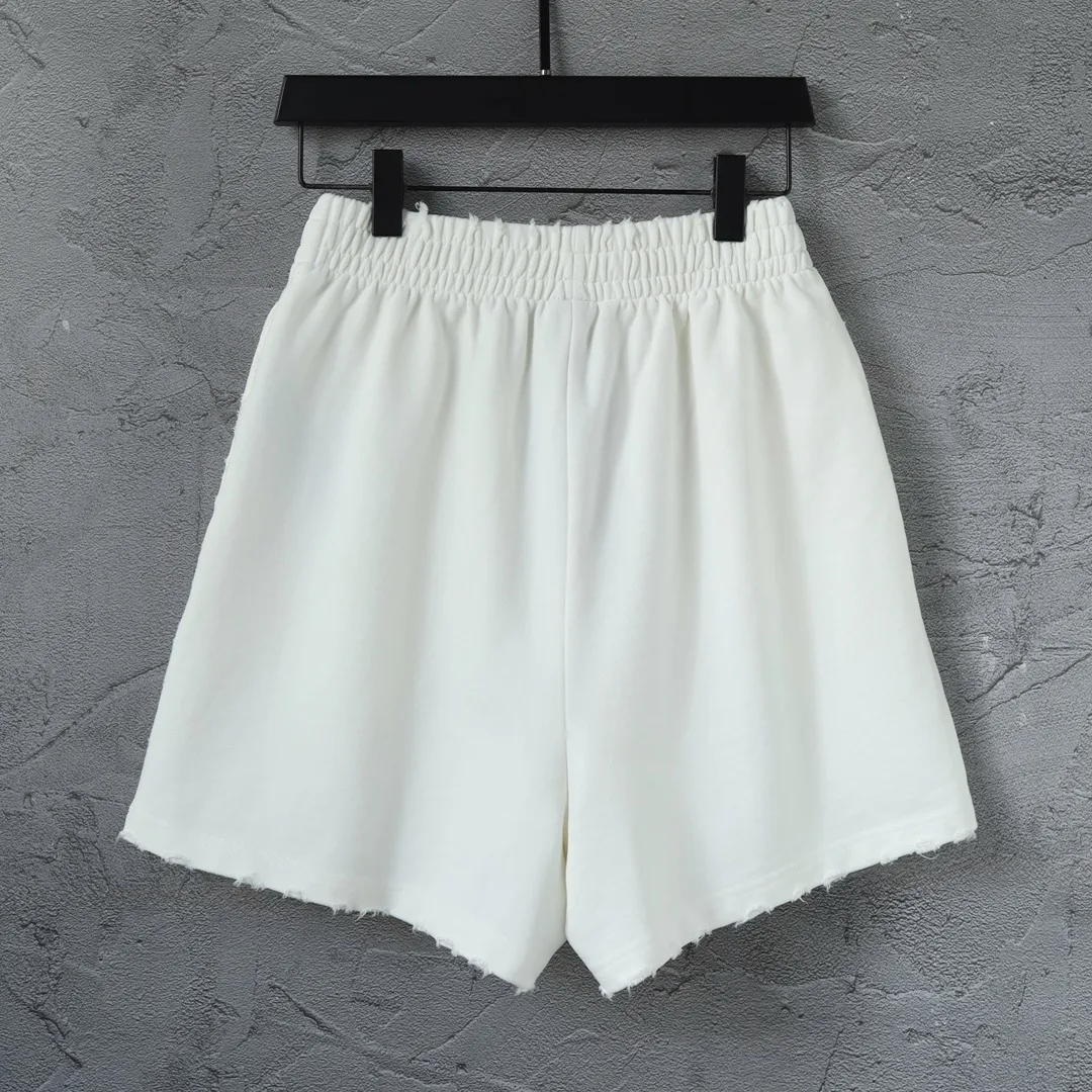 Logo Embroidered Distressed Cotton Shorts D19522602 — view 2
