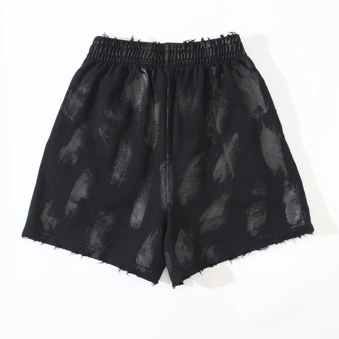 Distressed Mud-Dye Coated Sweat Shorts D21922632 — view 2
