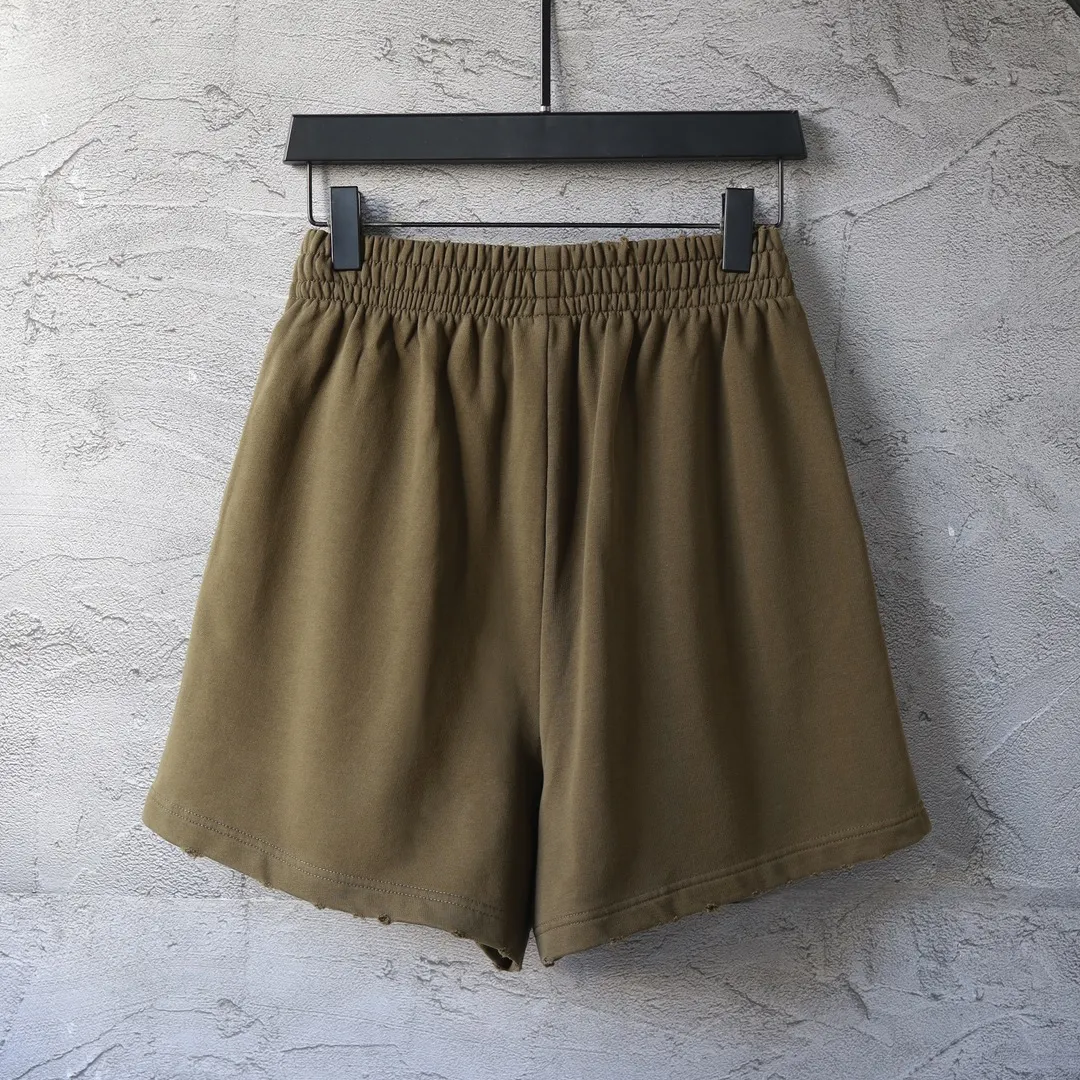 Distressed Logo Print Cotton Shorts D20922593 — view 2