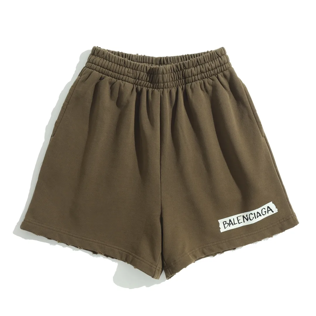 Distressed Logo Print Cotton Shorts D20922593 — view 10