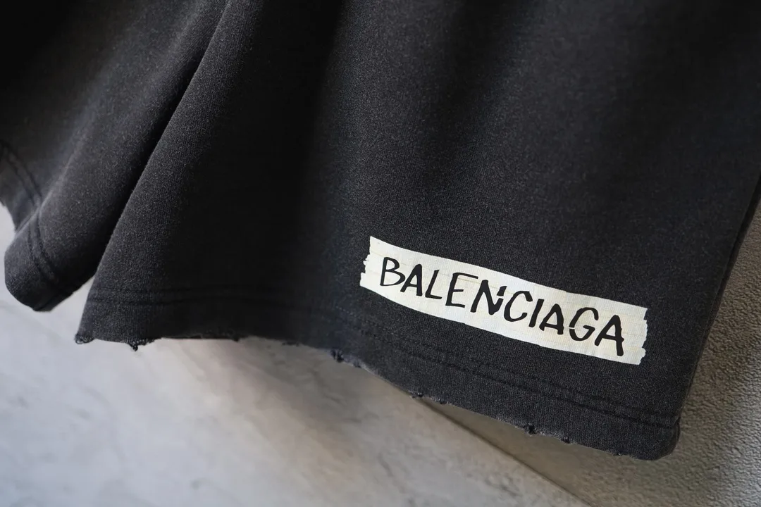 Distressed Logo Print Cotton Shorts D20922593 — view 22