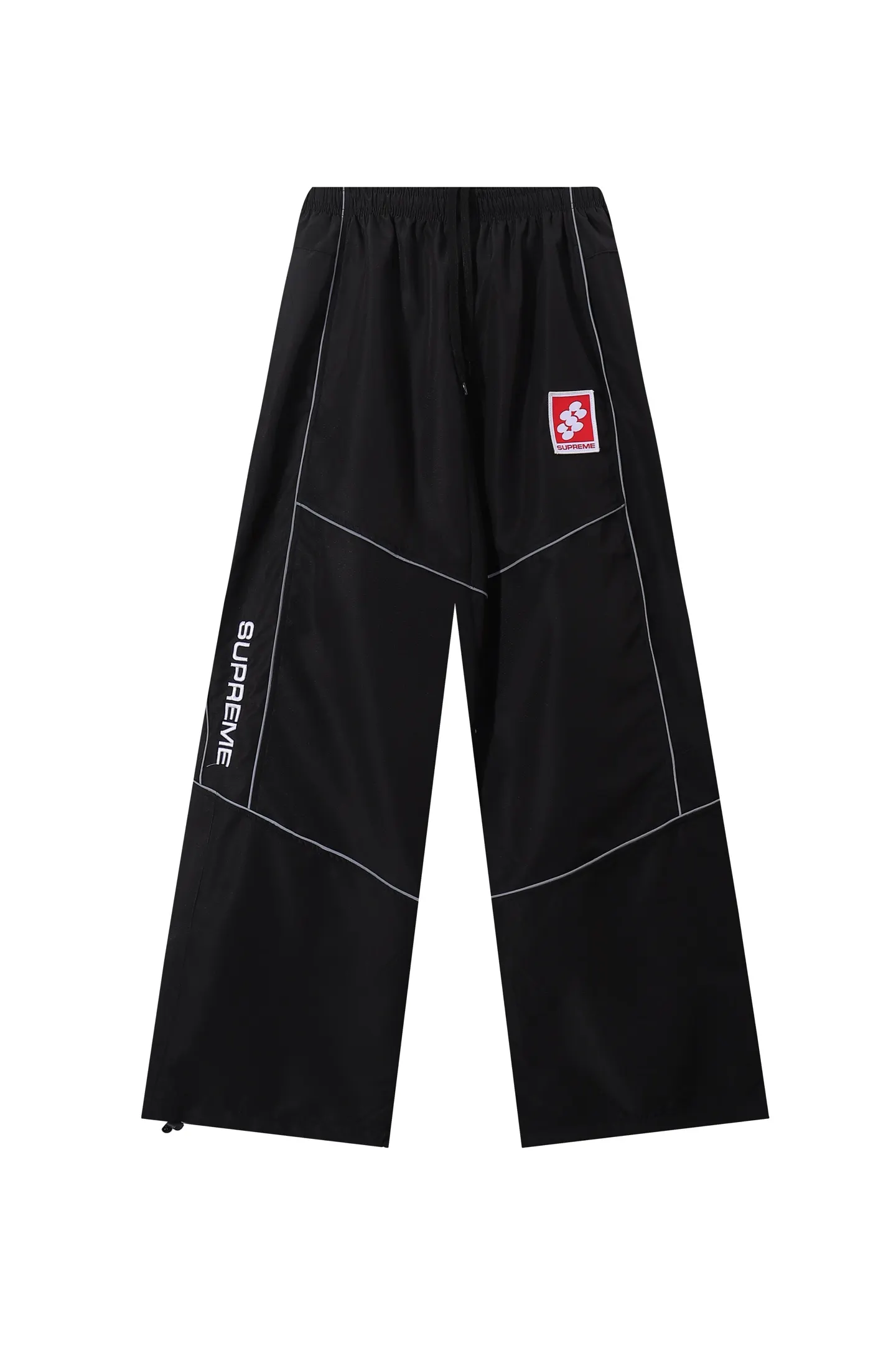 Reflective Piping Wide-Leg Track Pants D12015899