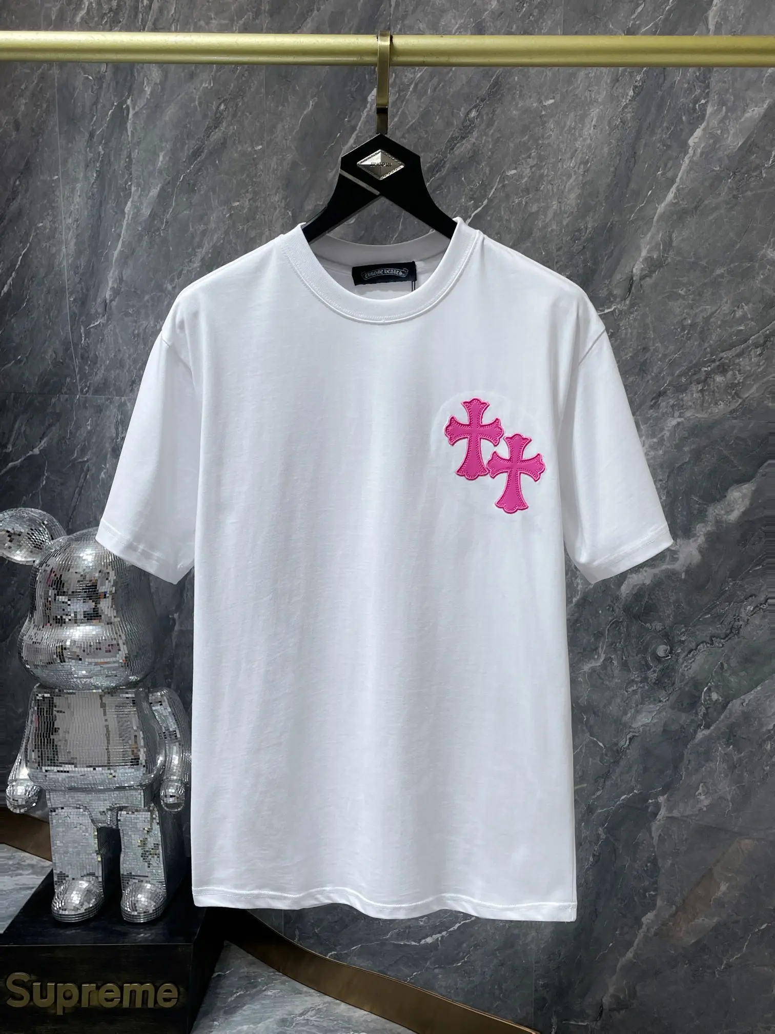 Embroidered Cross Patch Cotton T-Shirt D11512054