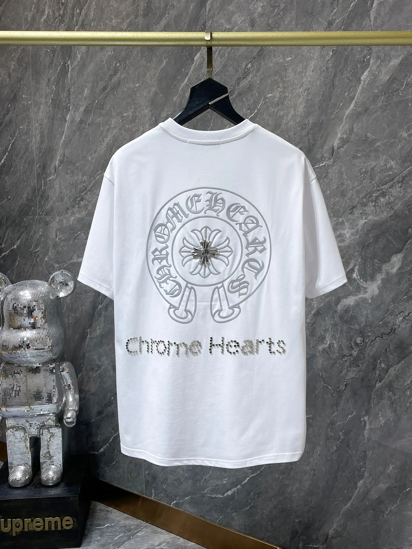 Horseshoe Logo Rhinestone Cotton T-Shirt D12012045 — view 6