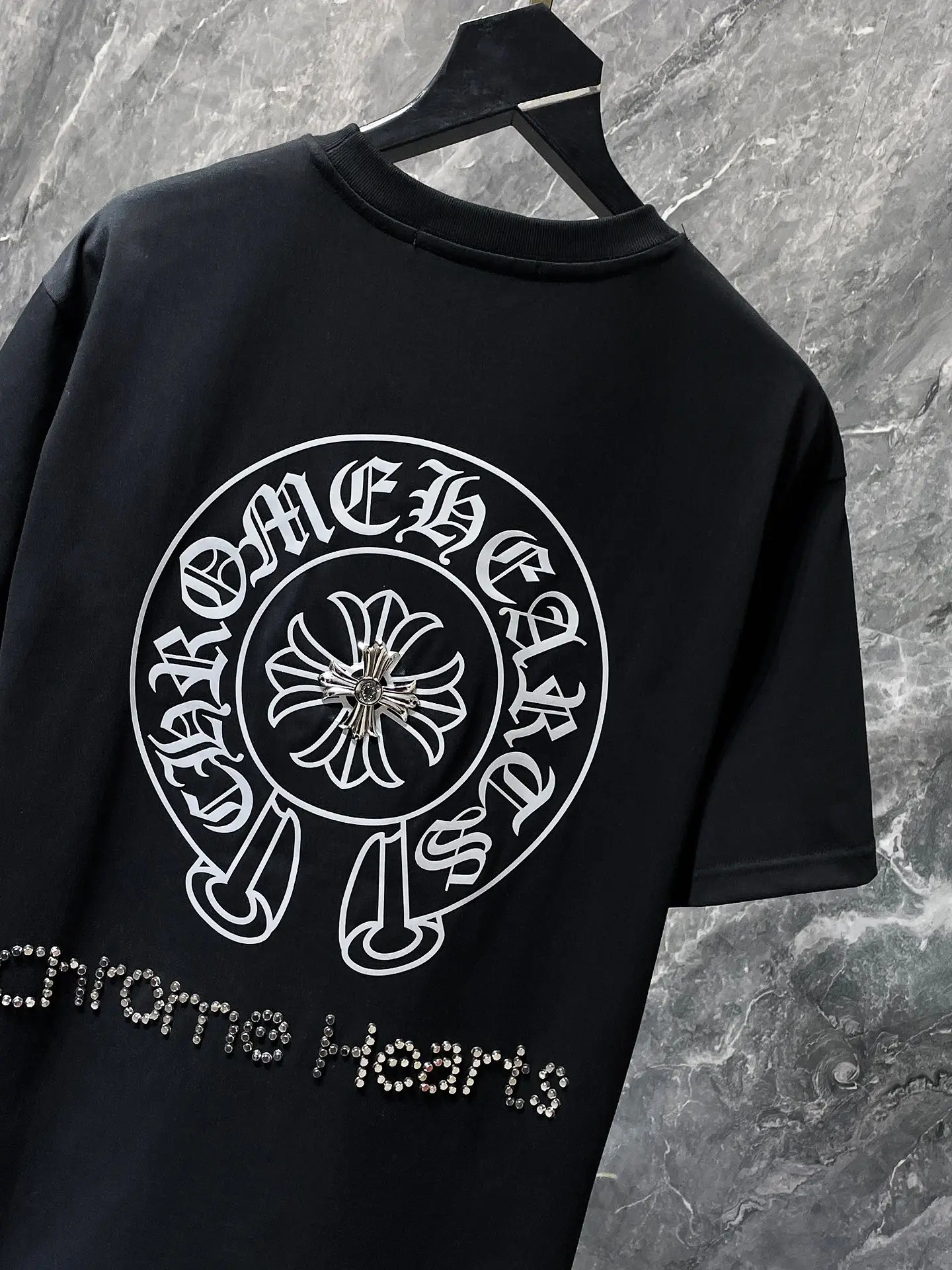 Horseshoe Logo Rhinestone Cotton T-Shirt D12012044 — view 3