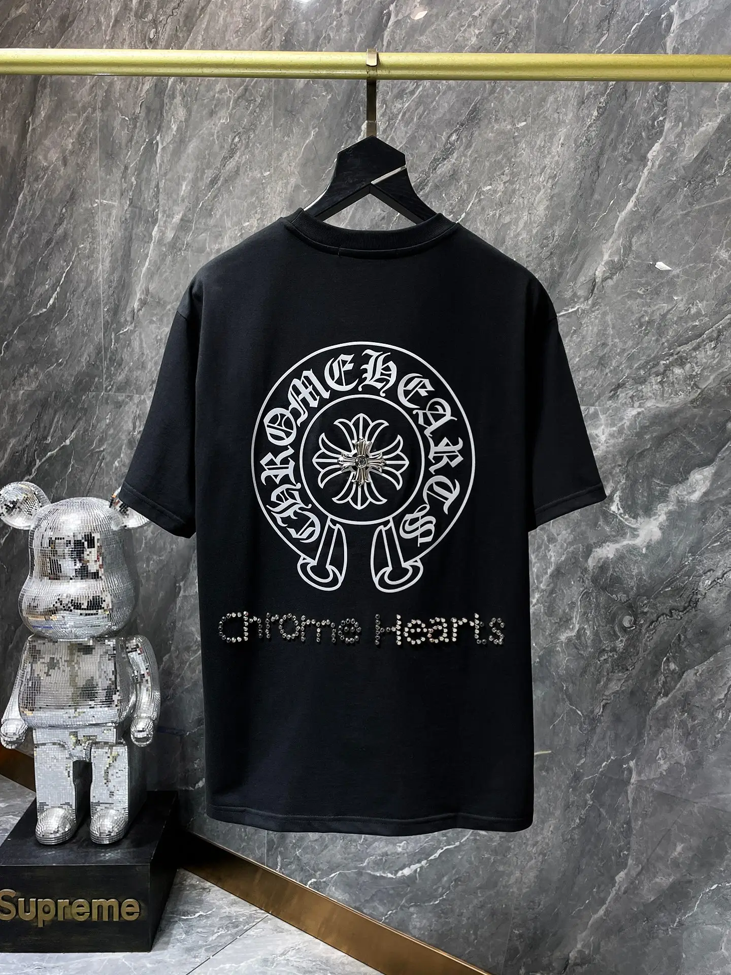 Horseshoe Logo Rhinestone Cotton T-Shirt D12012044 — view 6