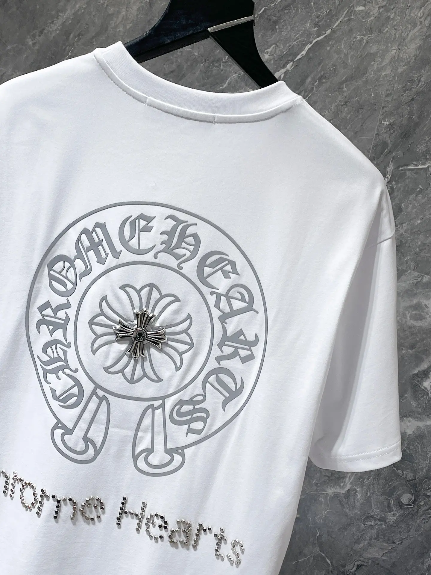 Horseshoe Logo Rhinestone Cotton T-Shirt D7015877 — view 3