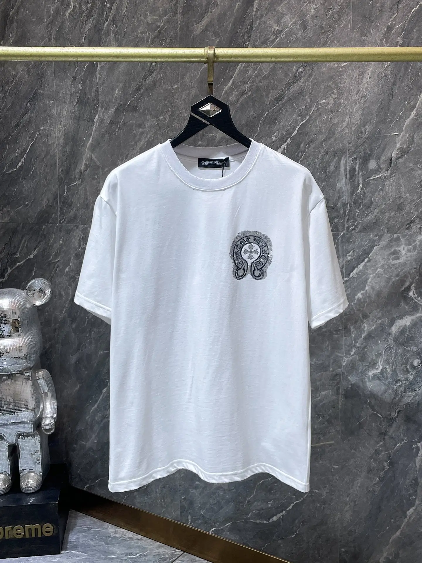 Horseshoe Logo Flocked Cotton T-Shirt D6515856