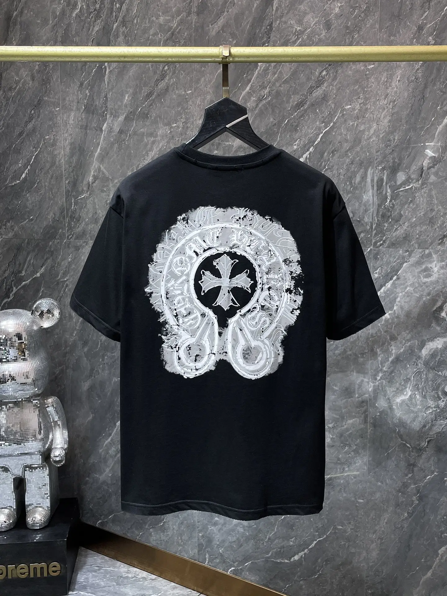 Horseshoe Logo Flocked Cotton T-Shirt D6515857 — view 3