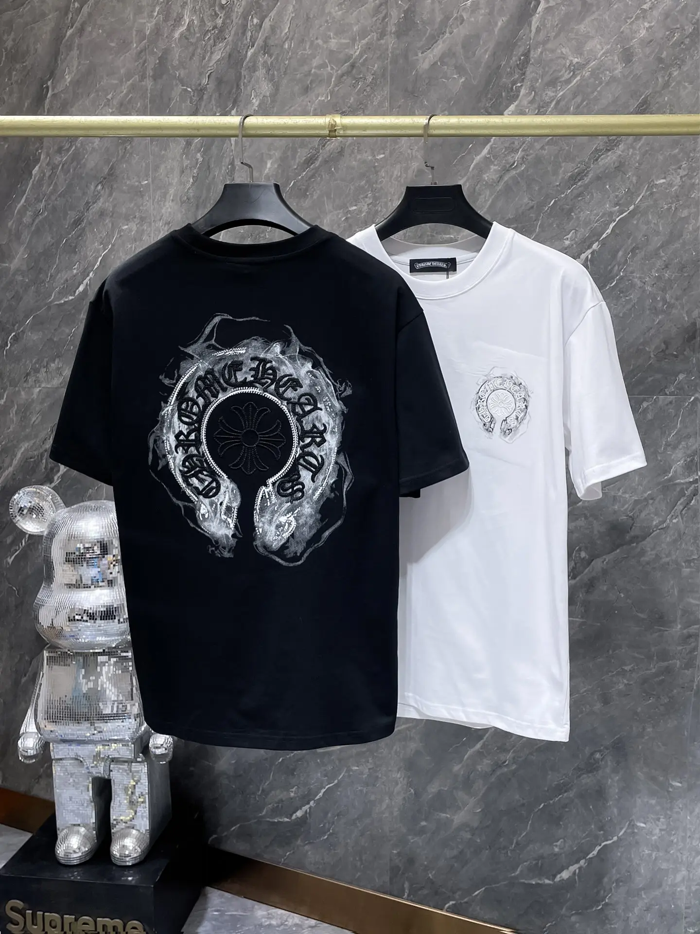 Horseshoe Cross Embroidered Cotton T-Shirt D6815840