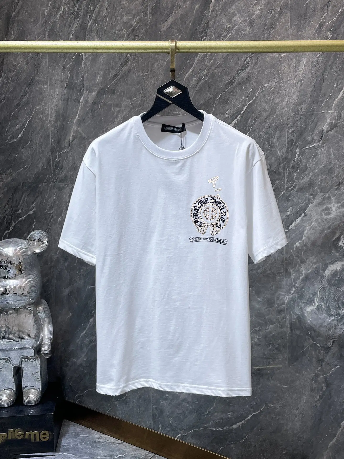 Horseshoe Logo Distressed Cotton T-Shirt D6815838