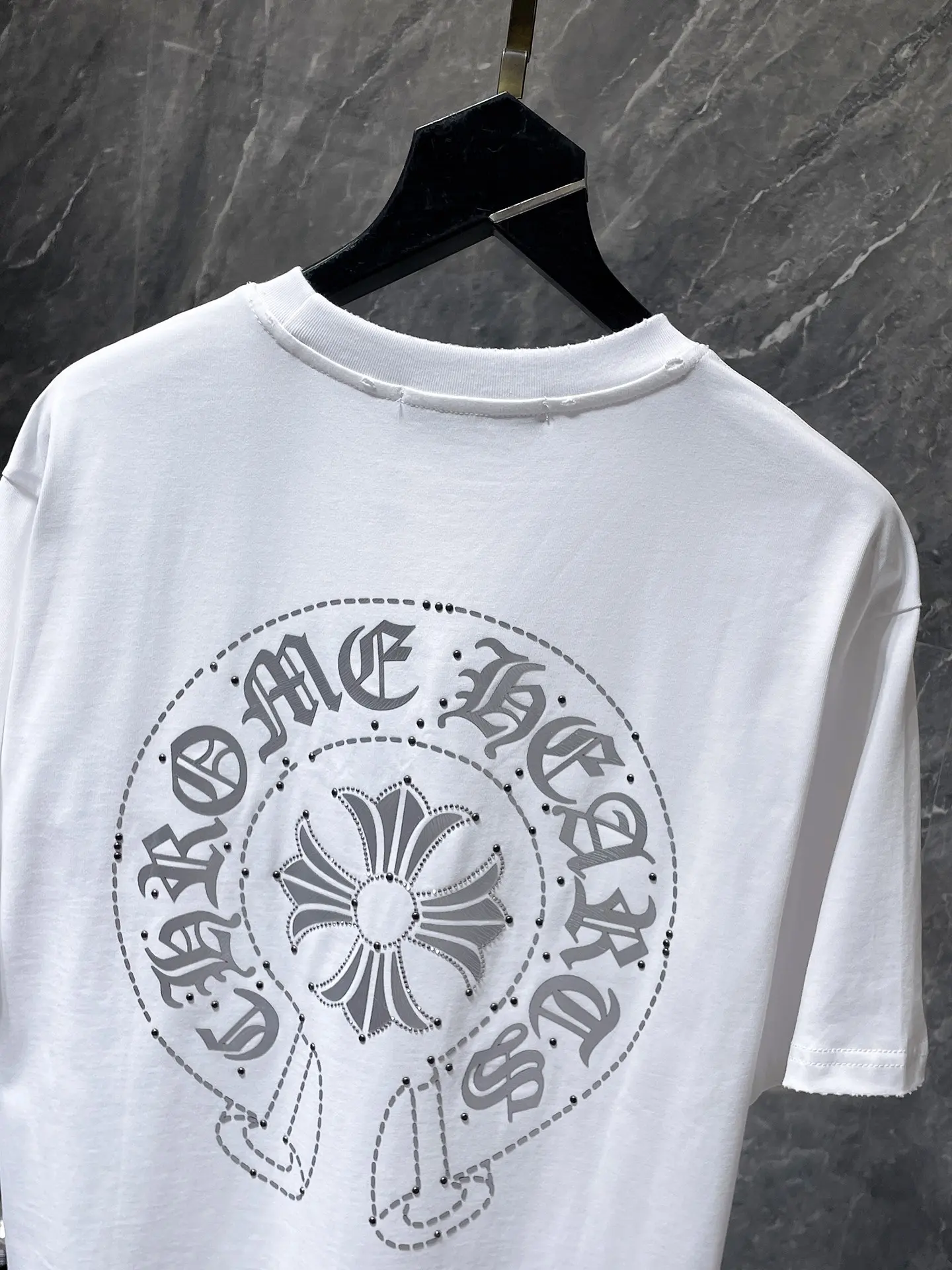 Rhinestone Horseshoe Logo Cotton T-Shirt D7015820 — view 5