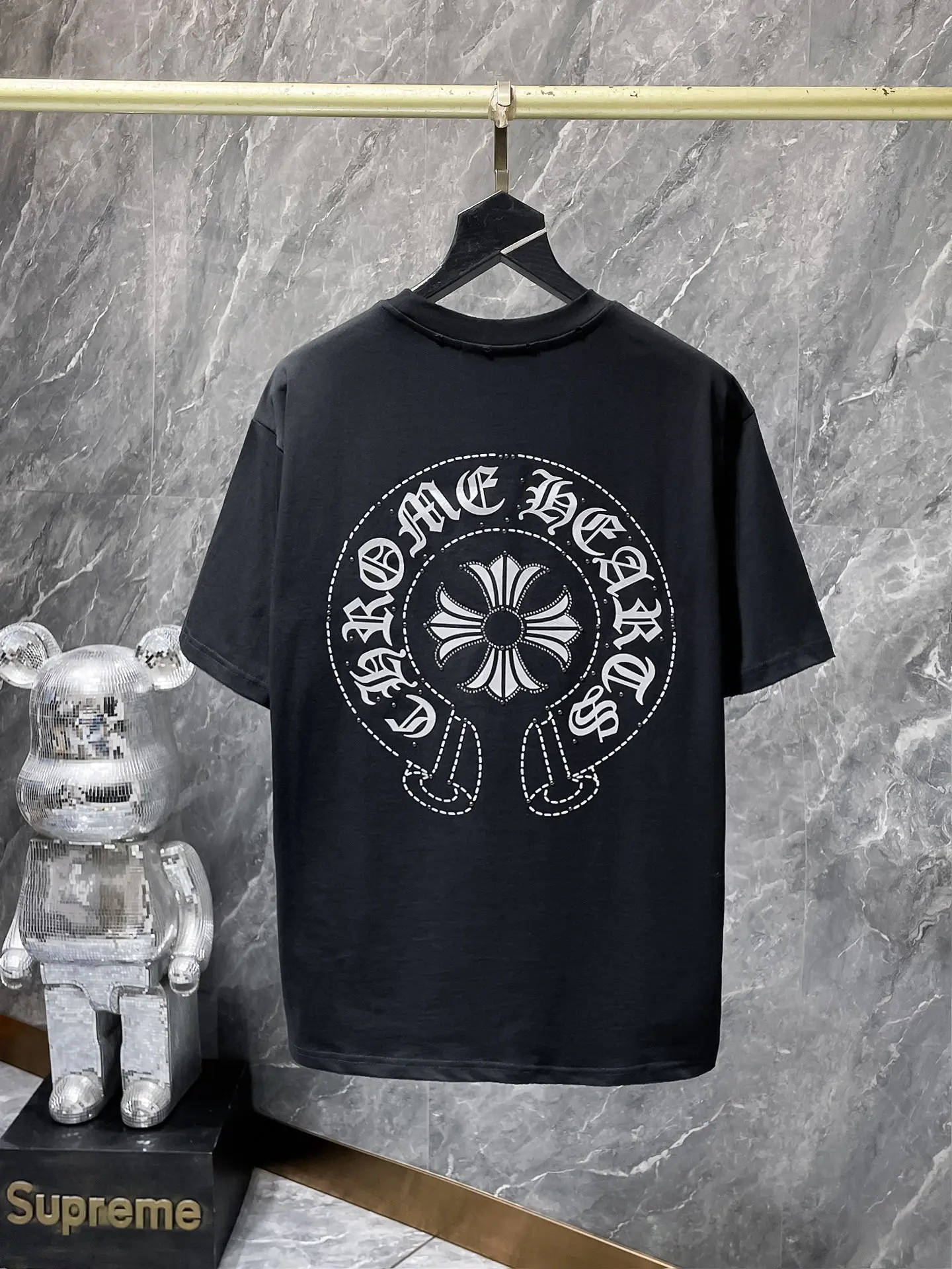 Rhinestone Horseshoe Logo Cotton T-Shirt D7015821 — view 2