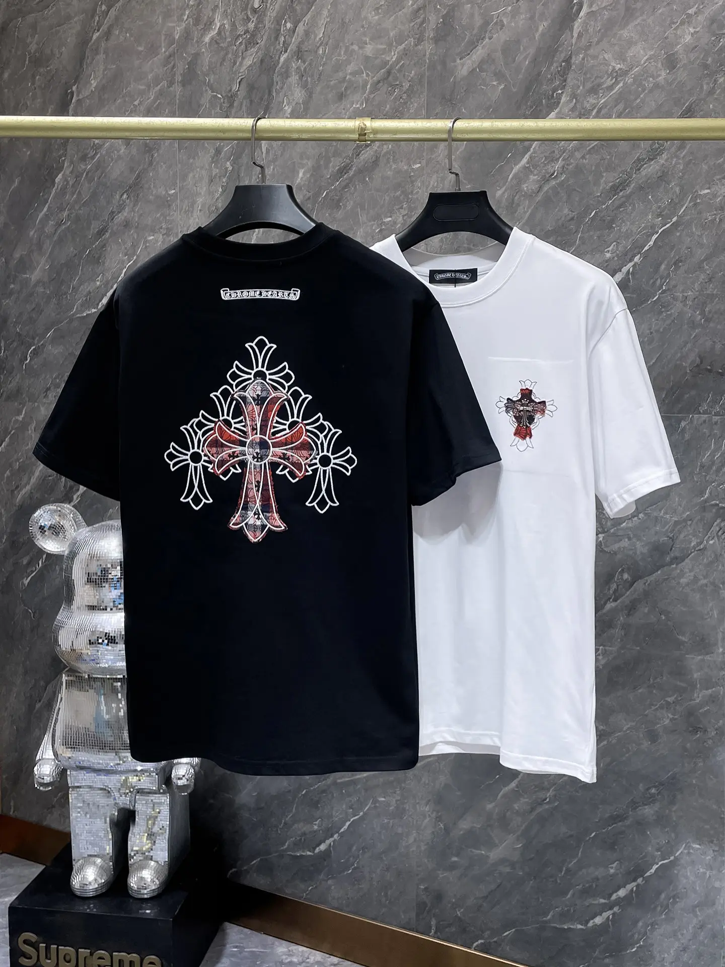 Cross Patch Embroidered Cotton T-Shirt D12011998