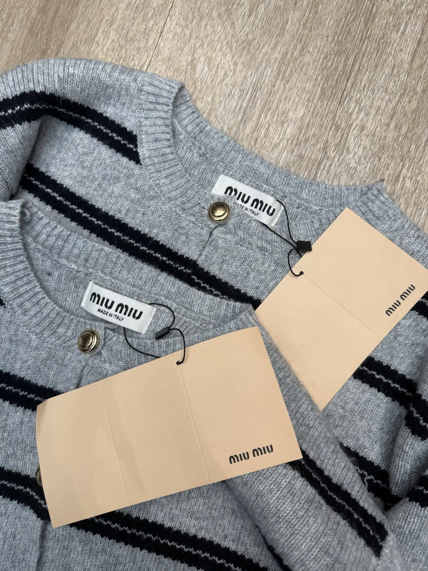 Striped Wool-Blend Button-Up Cardigan D10516052 — view 2