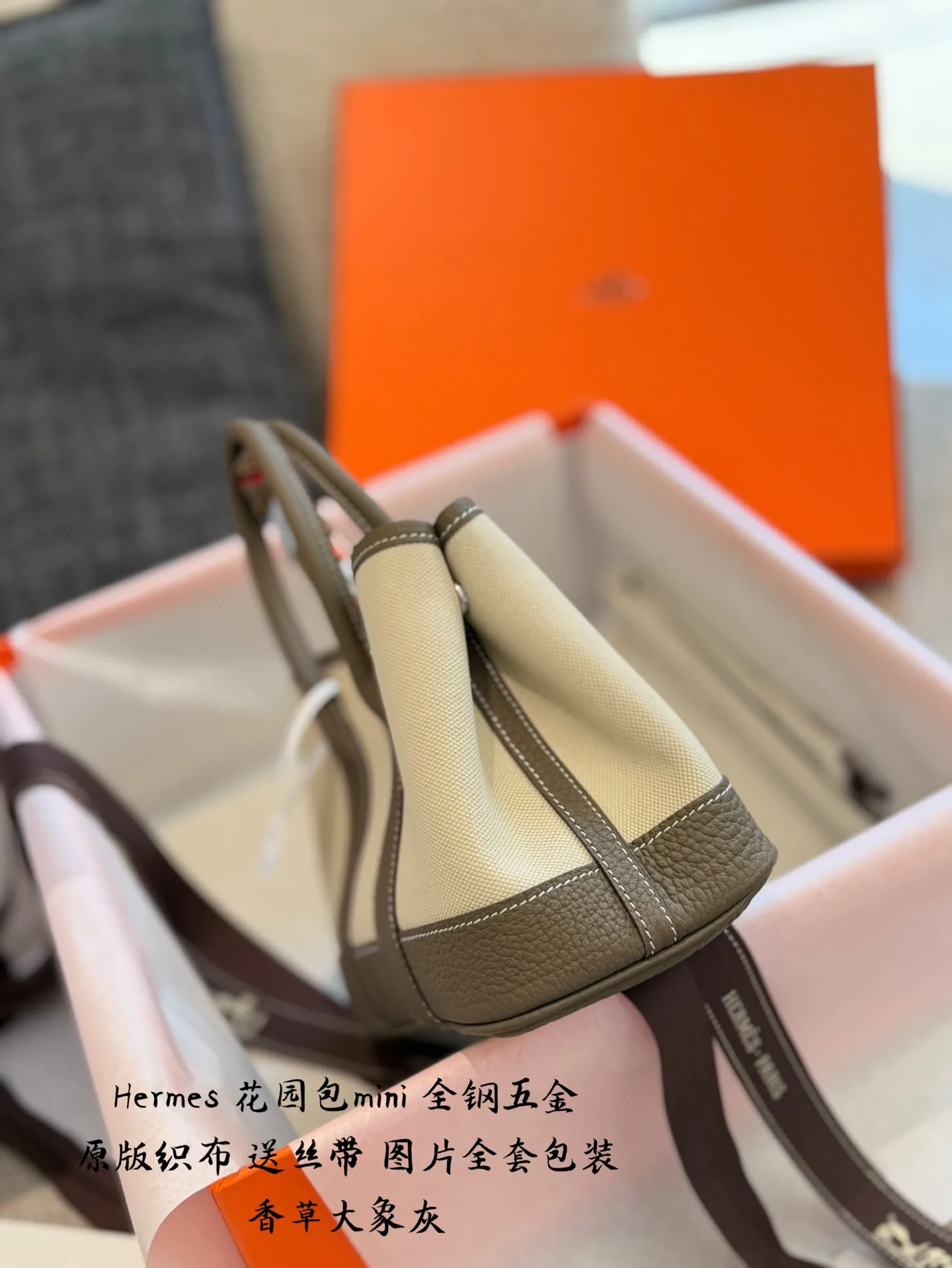 Mini Garden Party Canvas & Leather Tote D39017979 — view 2