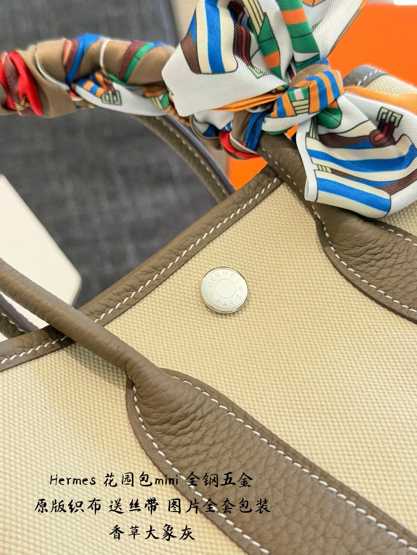 Mini Garden Party Canvas & Leather Tote D39017979 — view 4