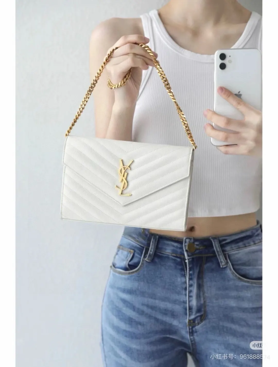 Saint Laurent WOC Quilted Caviar Leather Shoulder Bag D22511060 — view 5