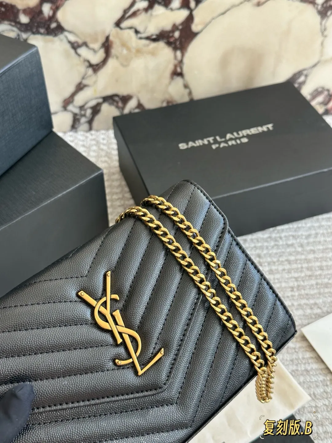 YSL WOC Caviar Leather Chain Wallet D31011003 — view 2