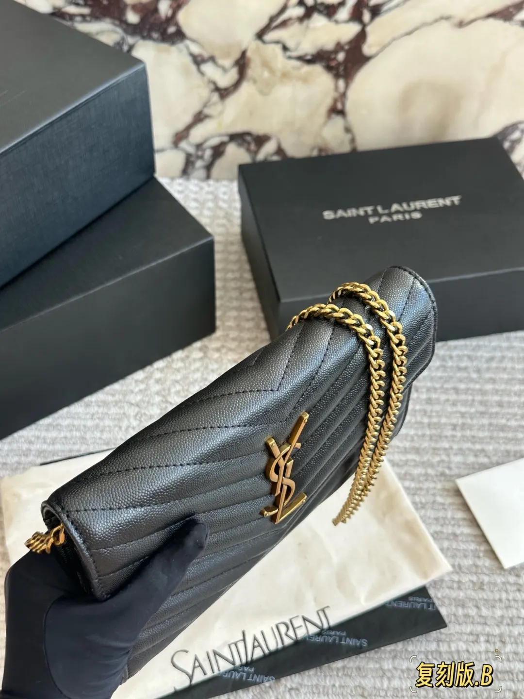 YSL WOC Caviar Leather Chain Wallet D31011003 — view 3