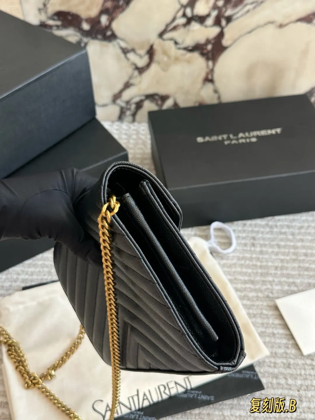 YSL WOC Caviar Leather Chain Wallet D31011003 — view 4