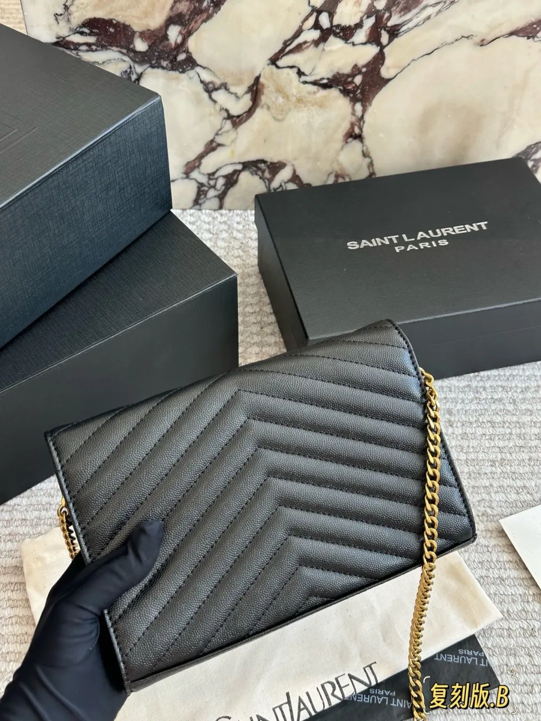 YSL WOC Caviar Leather Chain Wallet D31011003 — view 5