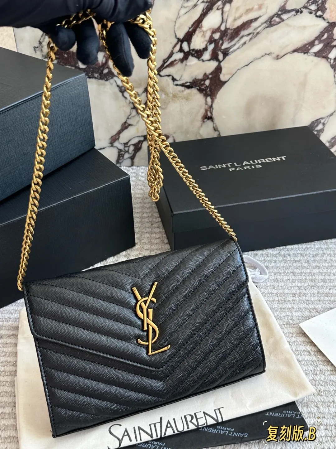 YSL WOC Caviar Leather Chain Wallet D31011003 — view 7