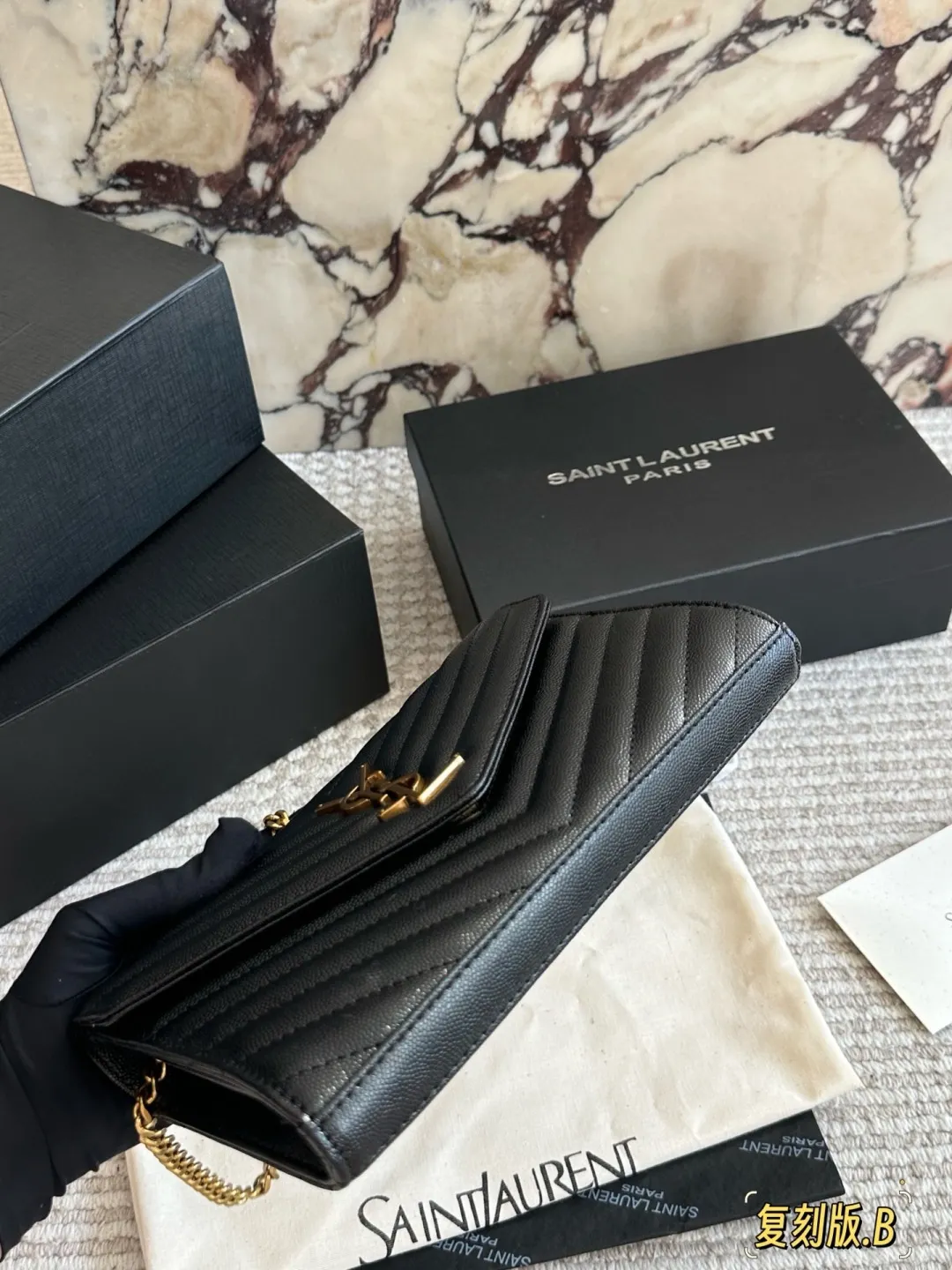 YSL WOC Caviar Leather Chain Wallet D31011003 — view 8