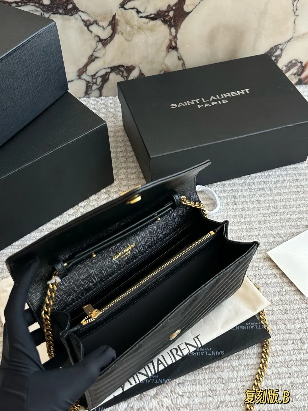YSL WOC Caviar Leather Chain Wallet D31011003 — view 9