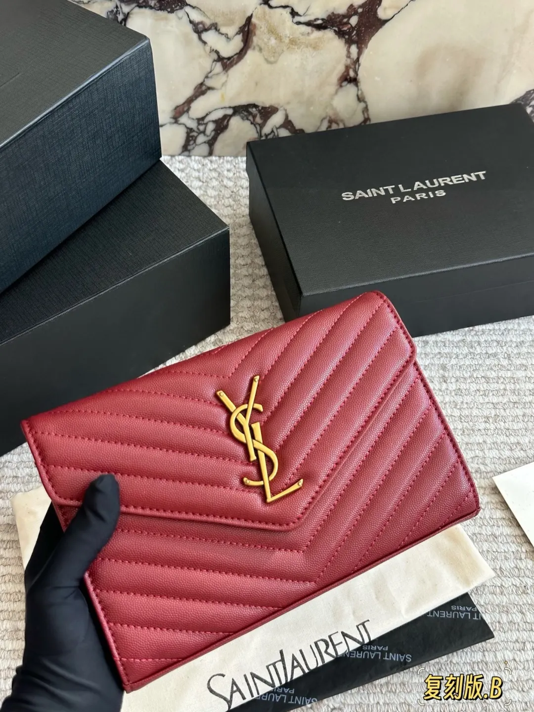 YSL WOC Caviar Leather Chain Wallet D31011023 — view 2