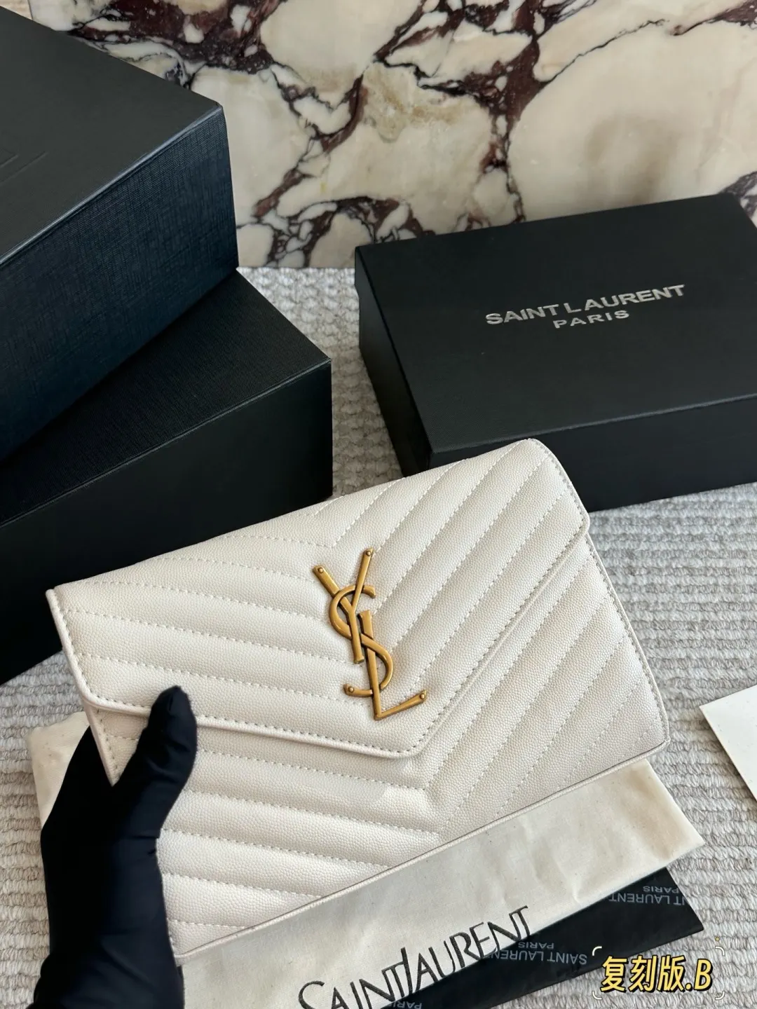 YSL WOC Caviar Leather Chain Wallet D31011023 — view 4