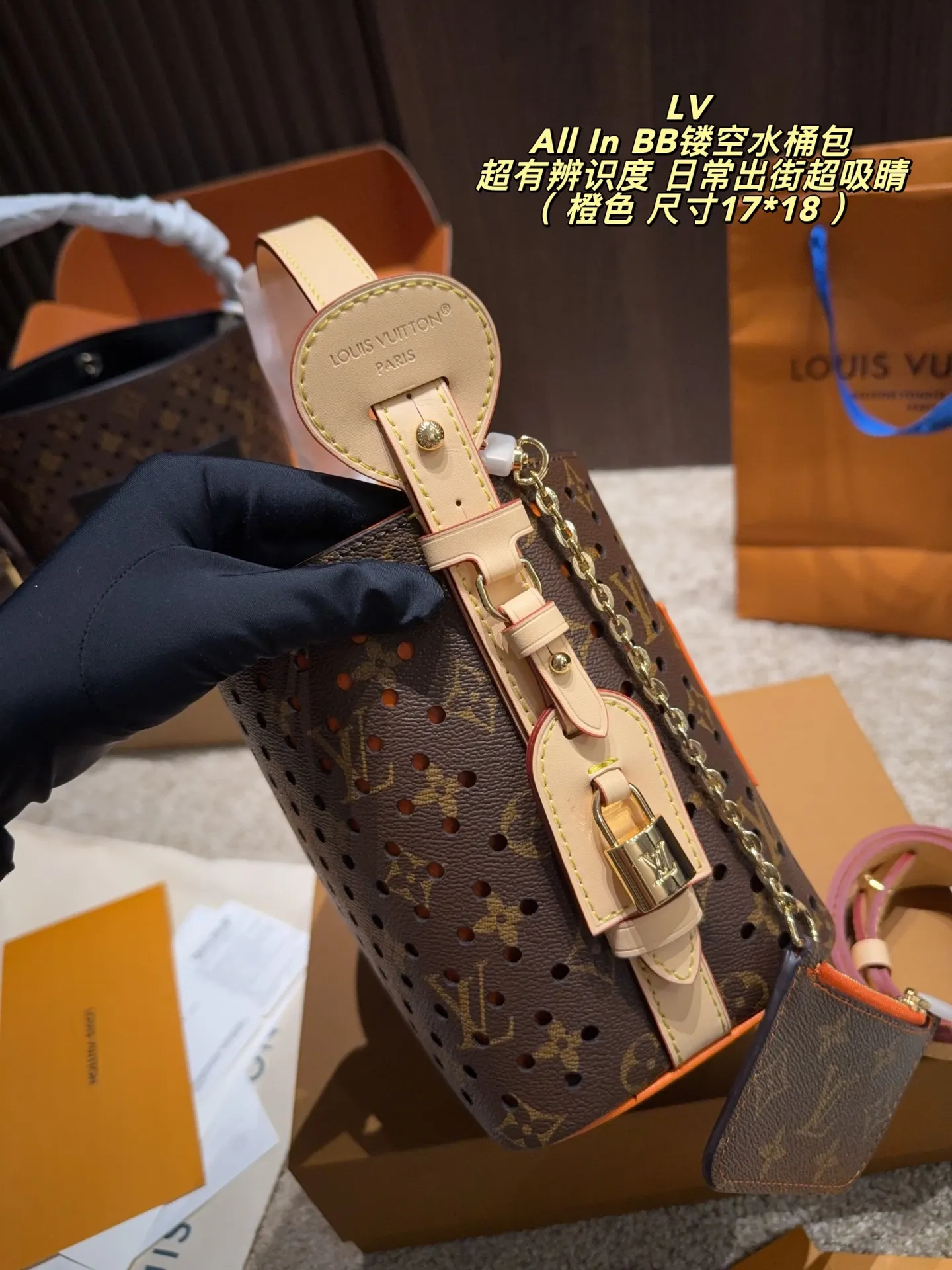 Louis Vuitton All In BB Monogram Perforated Bucket Bag D31011048 — view 5