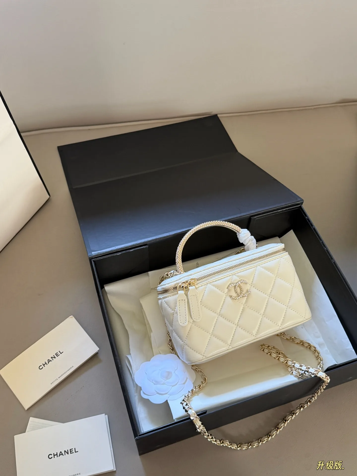 Chanel Quilted Vanity Case with Crystal Handle D31011070 — view 2