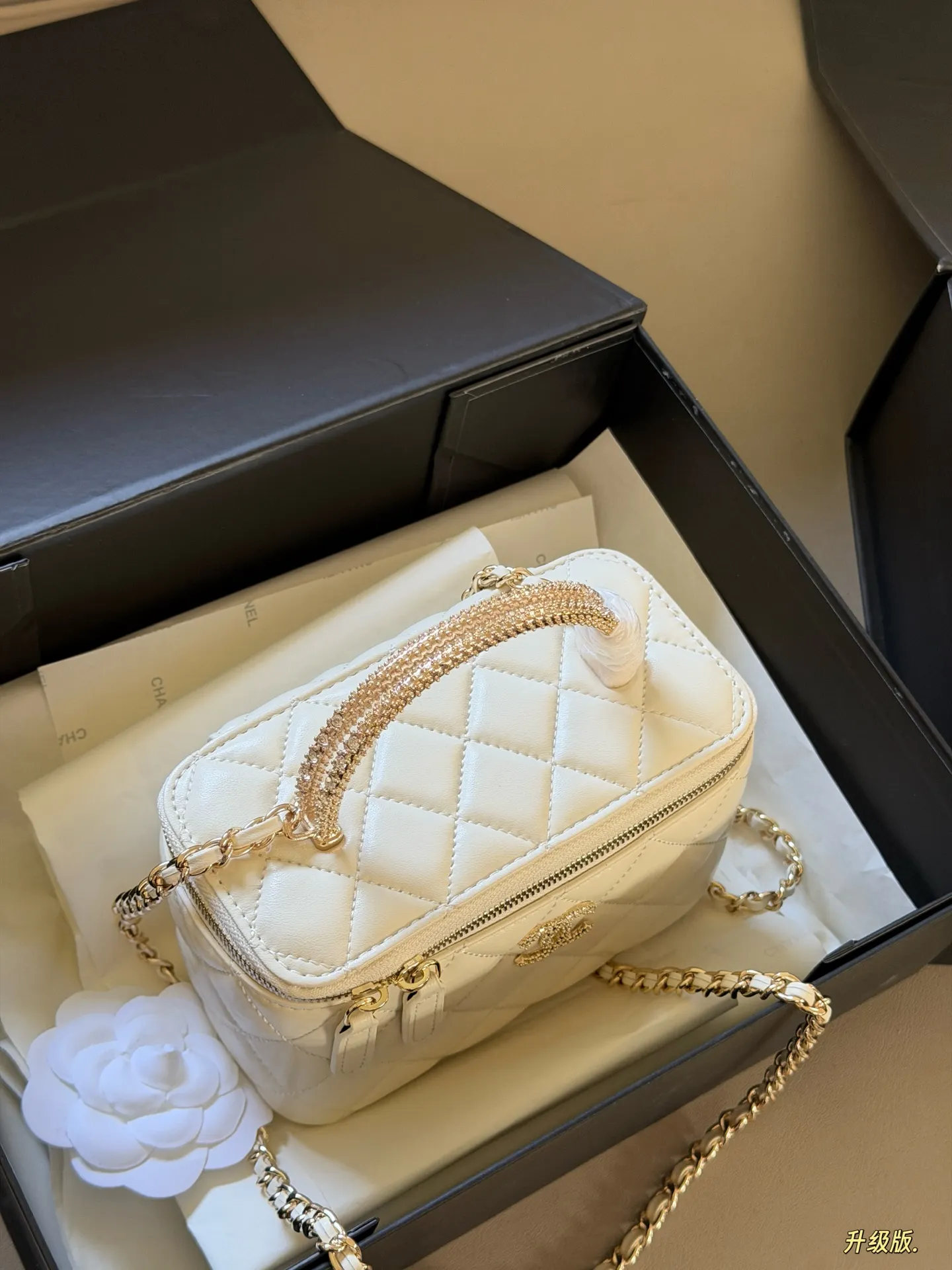 Chanel Quilted Vanity Case with Crystal Handle D31011070 — view 4