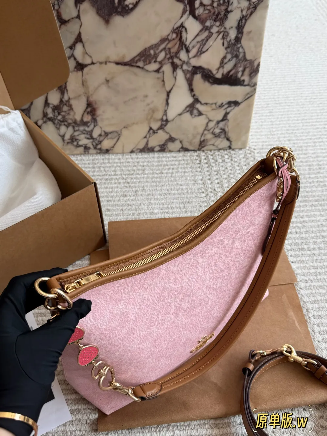Coach Signature Canvas Hobo Bag in Pink D36511072 — view 4