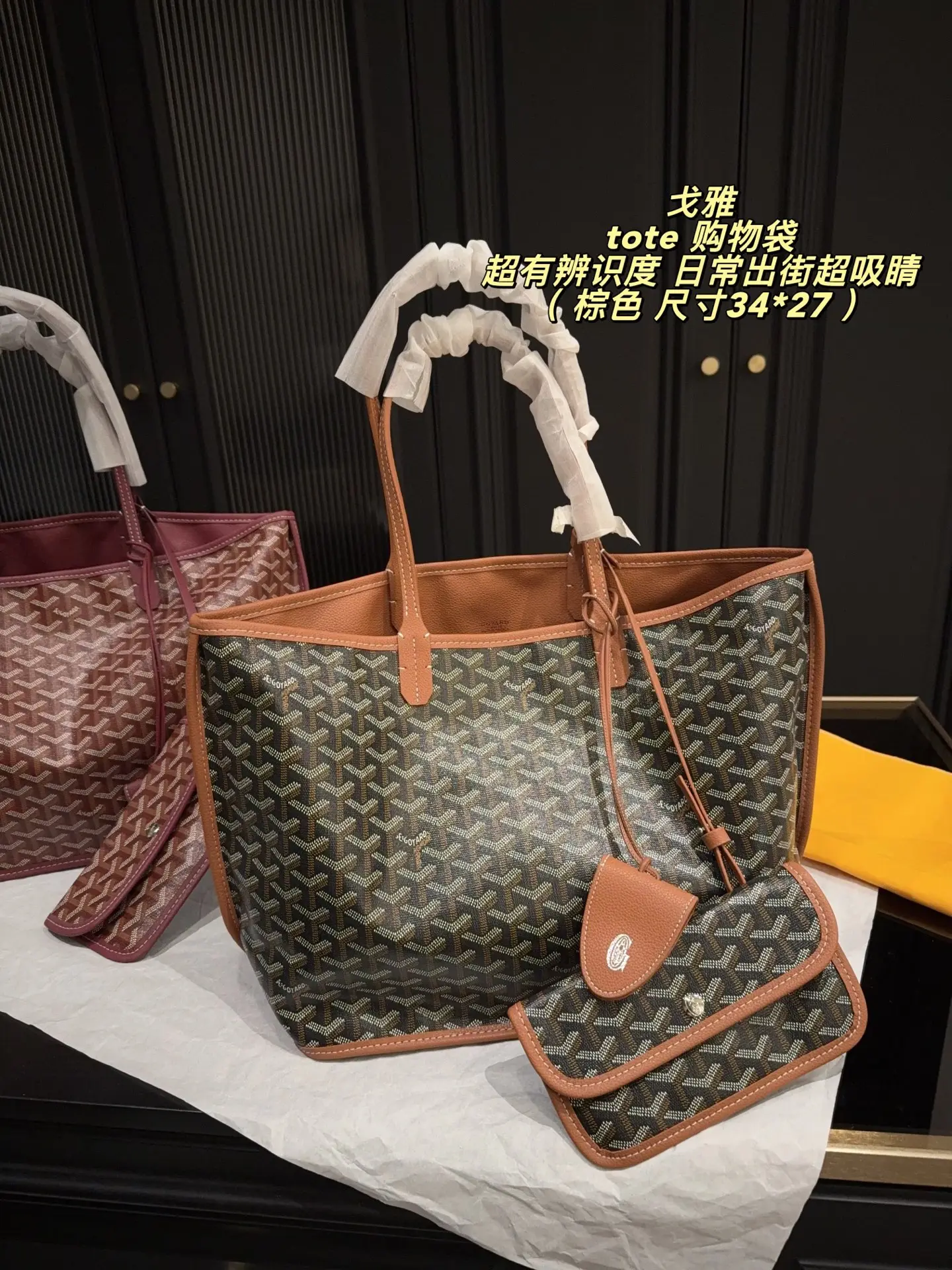 Goyard Monogram Canvas & Leather Tote Bag D31011076