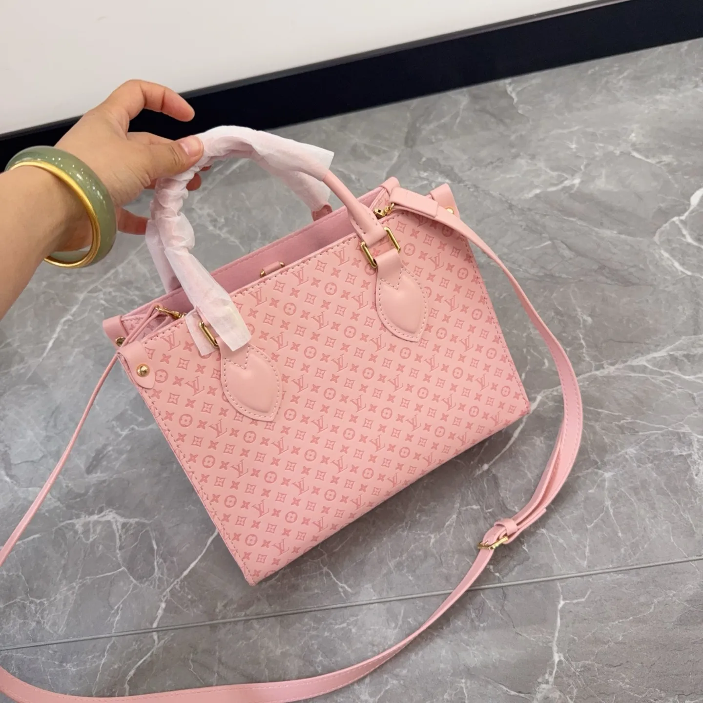 LV OnTheGo Embossed Pink Tote Bag D14511096 — view 2